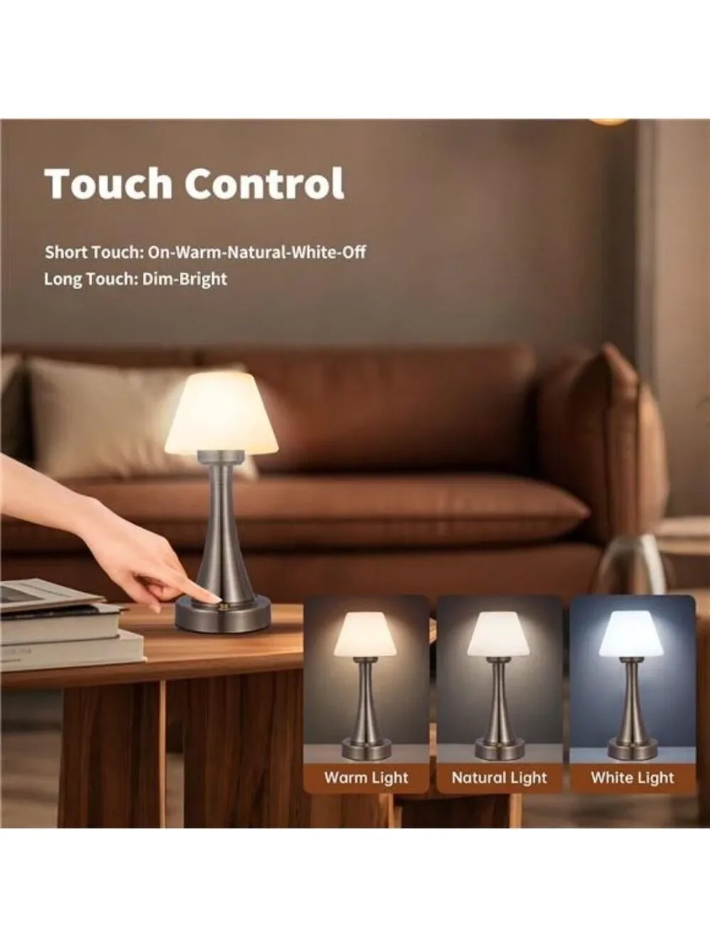 LED Cordless Table Lamp Rechargeable Dimmable Night Light Portable Outdoor Home